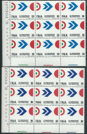 Italia 1970; Volo Roma-Tokio, 50° Anniversario, Serie Completa In Blocchi D' Angolo Di 9 Valori. - Blocks & Sheetlets