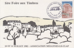 Carte   FRANCE   1ére  Foire  Aux  Timbres   MEJANNES  LE  CLAP   1982 - Gedenkstempel