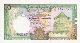 SRI LANKA 10 RUPEES P-96 Temple Of The Tooth, Kandy - Raja Maha Vihare Pagoda, Kelaniya 1990 UNC - Sri Lanka