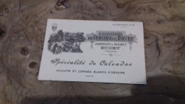 237/ DISTILLERIE DU CHATEAU DE DUCEY JARDIN ET MABIT MANCHE SPECIALITE DE CALVADOS 1935 - Membership Cards