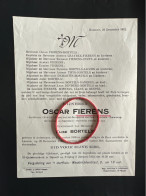 Oscar Fierens Echtg Bortels Elise *1896 Antwerpen +1952 Leuven Hasselt Oud-strijder 14-18 Craybex Cnuts Demartin Devreye - Obituary Notices