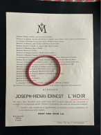 Mr Joseph L’Hoir *1872 Roosendaal +1922 Wilsele Villa Bagatelle Louvain Luyckx Galand Van Peene Velge Pepin - Obituary Notices