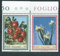 Italia 1967; Flora: Melo + Iris, Serie Completa Di Bordo Superiore. - 1961-70:  Nuovi