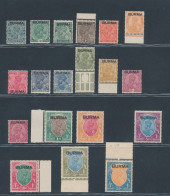 1937 Burma, Stanley Gibbons N. 1/18, Serie Di 18 Valori, MLH* - Otros & Sin Clasificación