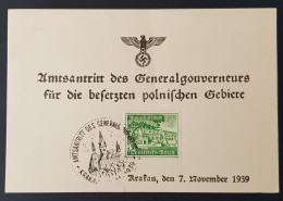 GERMANY THIRD 3rd REICH ORIGINAL PROPAGANDA CARD GENERAL GOVERNMENT OFFICE - Guerre 1939-45