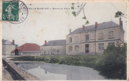 Aschères Le Marché (45 Loiret) Mairie Et Halle - édit. Librérie O. Perche à Neuville Aux Bois Colorisée Circulée 1908 - Sonstige & Ohne Zuordnung