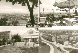 73750191 Halberstadt Stadtpanorama Restaurant Terrasse Kinderspielplatz Neubaute - Halberstadt