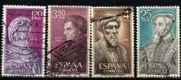 SPAGNA - 1967 - PERSONALITA': RUSD AVERROES, JOSE' DE ACOSTA, MAIMONIDES E ANDRES LAGUNA - USATI - Usados