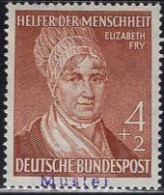 GERMANY(1953) Elizabeth Fry. MUSTER (specimen) Overprint. Social Worker Known As The "Angel Of Prisons." Scott No B327 - Altri & Non Classificati