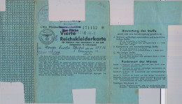 OBER - MÖRLEN DOCUMENTO DEL TERCER REICH / NAZI  , CARTILLA RACIONAMIENTO PARA PRENDAS DE VESTIR - 1939-45