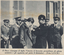 Il Duce Consegna Al Figlio Vittorio Il Brevetto Di Pilota - 1934 Stampa - Prints & Engravings