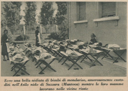 Suzzara (MN) - Nidiata Di Bimbi Nell'asilo Nido - 1937 Stampa - Old Print - Prints & Engravings