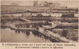 Sabaudia - Lago Di Paola - Vivaio Per I Pesci - 1937 Stampa - Old Print - Stiche & Gravuren