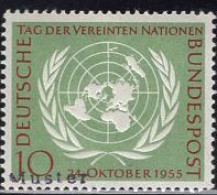 GERMANY(1955) UN Emblem. MUSTER (specimen) Overprint. Scott No 736. - Otros & Sin Clasificación