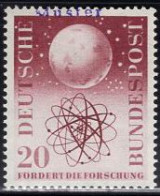 GERMANY(1955) Globe. Atomic Symbol. MUSTER (specimen) Overprint. Scientific Research. Scott No 736. - Sonstige & Ohne Zuordnung