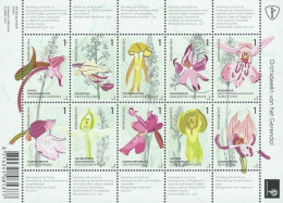 Netherlands Pays-Bas Niederlande 2014 Flowers Orchids Set Of 10 Stamps In Block / Sheetlet MNH - Orchids