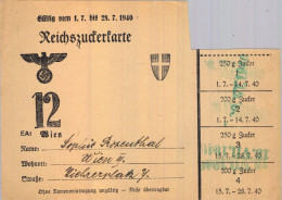 1940 VIENA , WIEN , DOCUMENTO DEL TERCER REICH / NAZI  , CARTILLA RACIONAMIENTO PARA  AZÚCAR , SUGAR - 1939-45
