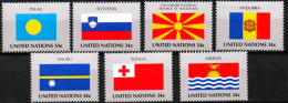 VEREINTE NATIONEN, UNO -UNITED NATIONS NEW YORK 2001 , 7 X FLAGS, POSTFRISCH - Neufs