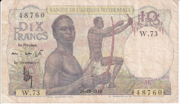 BILLETE DE AFRIQUE OCCIDENTALE DE 10 FRANCS DEL AÑO 1949 (BANKNOTE) - Estados De Africa Occidental