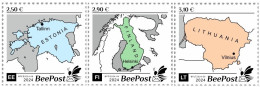 Estonia Finland Lithuania 2024 State Maps Definitives BeePost Set Of 3 Stamps MNH - Litauen