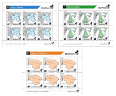 Estonia Finland Lithuania 2024 State Maps Definitives BeePost Set Of 3 Sheetlets MNH - Blocks & Kleinbögen