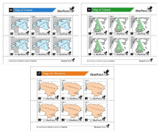 Estonia Finland Lithuania 2024 State Maps Definitives BeePost Set Of 3 Sheetlets MNH - Geografía