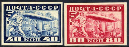 SOVIET UNION 1930 Zepppelin Visit To Moscow 40 K And 80 K On Imperforate LHM / *. Michel 490-91C - Neufs