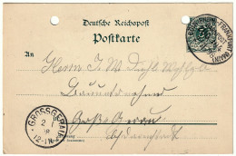 21.08.1898 Bahnpost Zug 104 Köln (Rhein) - Frankfurt (Main) Belle-Époque Imperial Germany 5 Pfennig Postcard - Cartes Postales