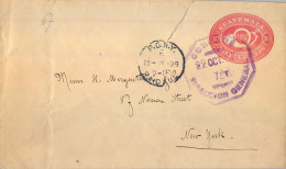 1898 GUATEMALA , DIRECCIÓN GENERAL , SOBRE ENTERO POSTAL CIRCULADO A NEW YORK , " P.O.N.Y. / PAID ALL " - Guatemala