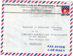 1966  CAD De SAINT ENIS LA REUNION  "  Cie MARSEILLAISE De MADAGASCAR L BESSON " - Brieven En Documenten