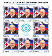 Liberia 2021, Against Covid, Leader, M. Mishustin, Red Cross, BF - Timbres