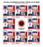 Liberia 2021, Against Covid, Leader, Johnson, Red Cross, BF - Timbres