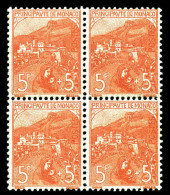 N°33, Orphelins, 5F +5F Rose Sur Verdâtre En Bloc De Quatre Très Bon Centrage, Fraîcheur Postale - Unused Stamps