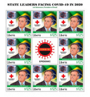 Liberia 2021, Against Covid, Leader, Bolsonaro, Red Cross, BF - Postzegels