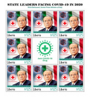 Liberia 2021, Against Covid, Leader, Berlusconi, Red Cross, BF - Stamps