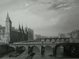 France Gravure Originale Le Pont Au Change Paris - Prints & Engravings
