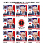 Liberia 2021, Against Covid, Leader, Johnson, Red Cross, BF IMPERFORATED - Red Cross