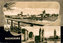 73750899 Magdeburg Elbe Strassenpartie Kirche Aussichtsturm  - Magdeburg