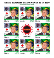 Liberia 2021, Against Covid, Leader, Bolsonaro, Red Cross, BF IMPERFORATED - Stamps