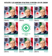 Liberia 2021, Against Covid, Leader, Berlusconi, Red Cross, BF IMPERFORATED - Briefmarken