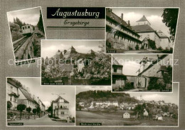 73750846 Augustusburg Drahtseilbahn Teilansicht Schloss Details Kirche Augustusb - Augustusburg