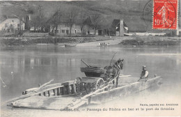 GROSLEE (Ain) - Passage Du Rhône En Bac Et Le Port - Attelage De Cheval - Voyagé 1909 (2 Scans) - Unclassified