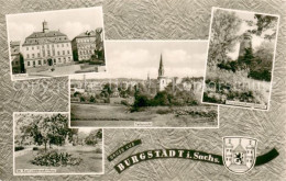 73750602 Burgstaedt Sachsen Rathaus Teilansicht Tourastein Karl Liebknecht Heim  - A Identifier