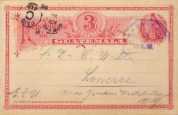 1898 GUATEMALA , TARJETA ENTERO POSTAL CIRCULADA  A LOWERRE , LLEGADA A NEW YORK - Guatemala