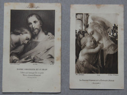 Lot De 2 Images Pieuses, Notre Seigneur Et St Jean, Sainte Vierge Et Enfant Jésus - Devotion Images