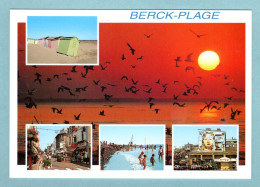 CP 62 - Berk Sur Mer - Les Cabines Sur La Plage - La Rue Carnot - L'esplanade Parmentier -  Multivues - Berck