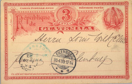 1893 GUATEMALA , TARJETA ENTERO POSTAL CIRCULADA  A EILENBURG , VIA LONDRES , TRÁNSITO , LLEGADA - Guatemala