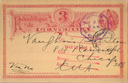 1896 GUATEMALA , TARJETA ENTERO POSTAL CIRCULADA  A CHICAGO , VIA NEW ORLEANS , TRÁNSITO - Guatemala