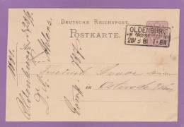 GANZSACHE MIT RAHMENSTEMPEL " OLDENBURG IM GROSSHERZOGTHUM ". - Postcards