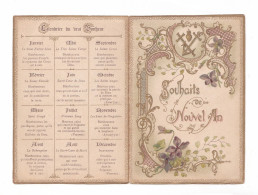 Souhaits De Nouvel An, Fleurs, Violettes, éd. Librairie De La Propagation Catholique, Charles Amat - Andachtsbilder